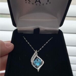 Kay’s blue and white topaz 18” sterling silver necklace